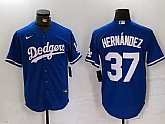 Men's Los Angeles Dodgers #37 Teoscar Hernandez Blue Cool Base Stitched Jersey,baseball caps,new era cap wholesale,wholesale hats